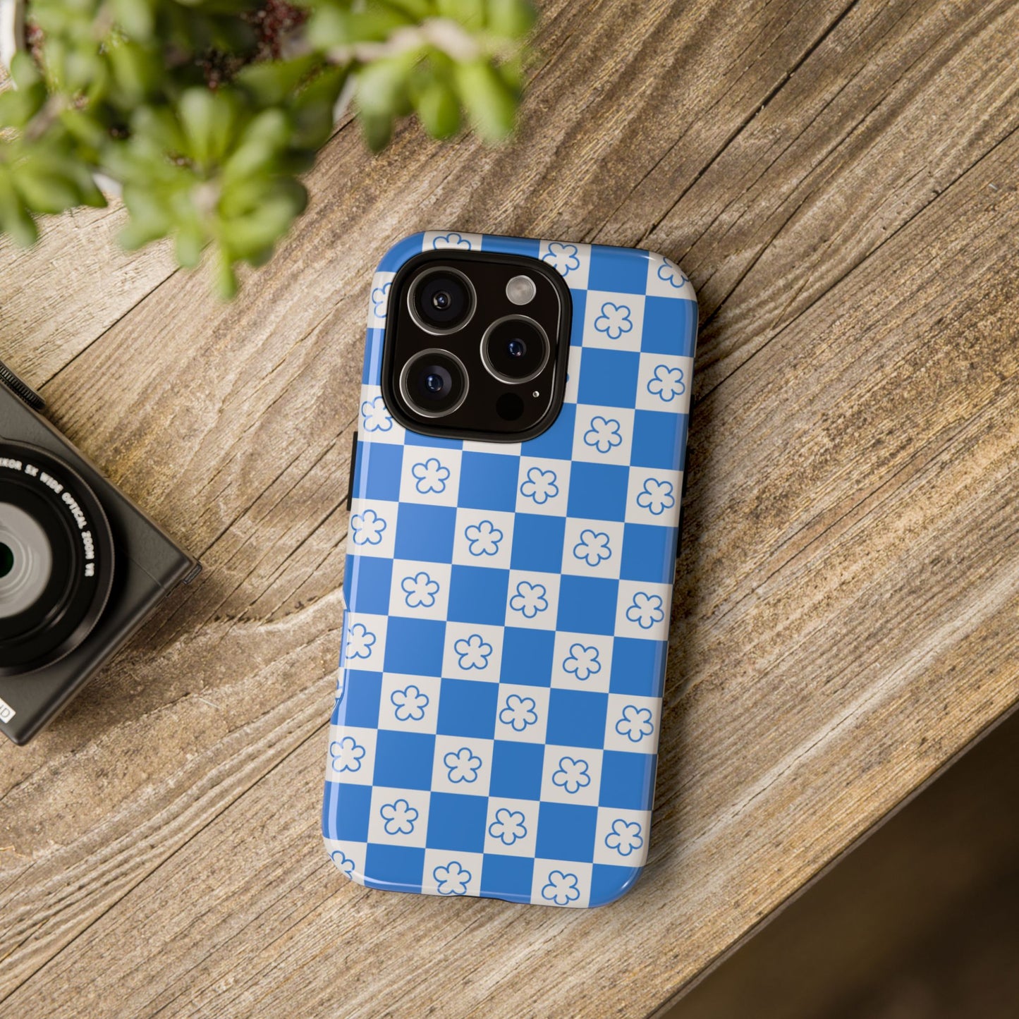 Cutesy Blue Checker Phone Case