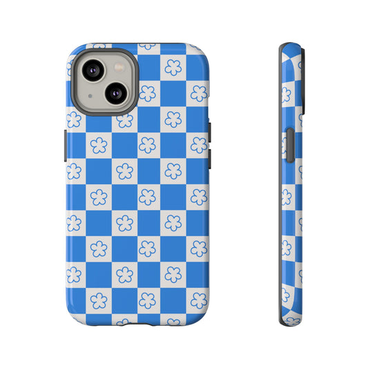 Cutesy Blue Checker Phone Case
